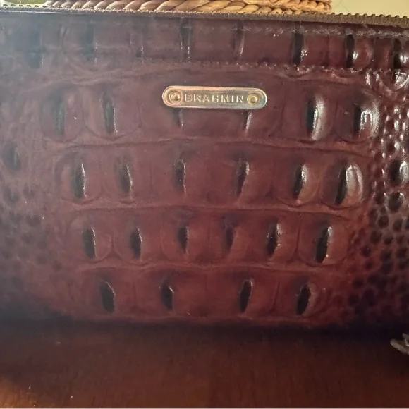 Brahmin Chestnut Croc-Embossed Leather Wristlet - Picture 1 of 8